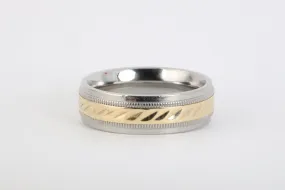 10k Yellow Gold and Stainless Steel Band Size 11.25 (8.61g.)