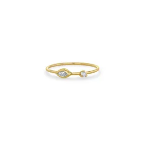 14k Marquise & Round Diamond Thin Band Ring