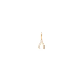 14k Midi Bitty Pavé Diamond Wishbone Charm