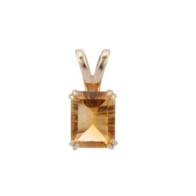 18K Gold Citrine Gemstone Pendant