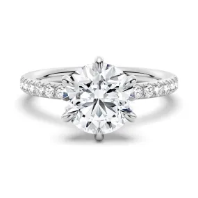 3 CT. Petite Six-Prong Micropavé Moissanite Engagement Ring With Hidden Halo