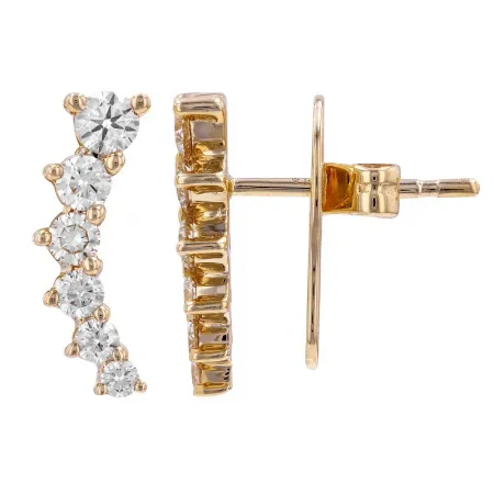 3-Prong Diamond Ear Crawler Earring