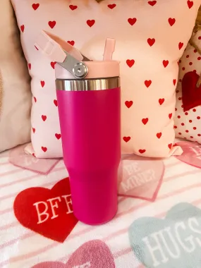 30OZ STAINLESS STEEL FLIP STRAW TUMBLER