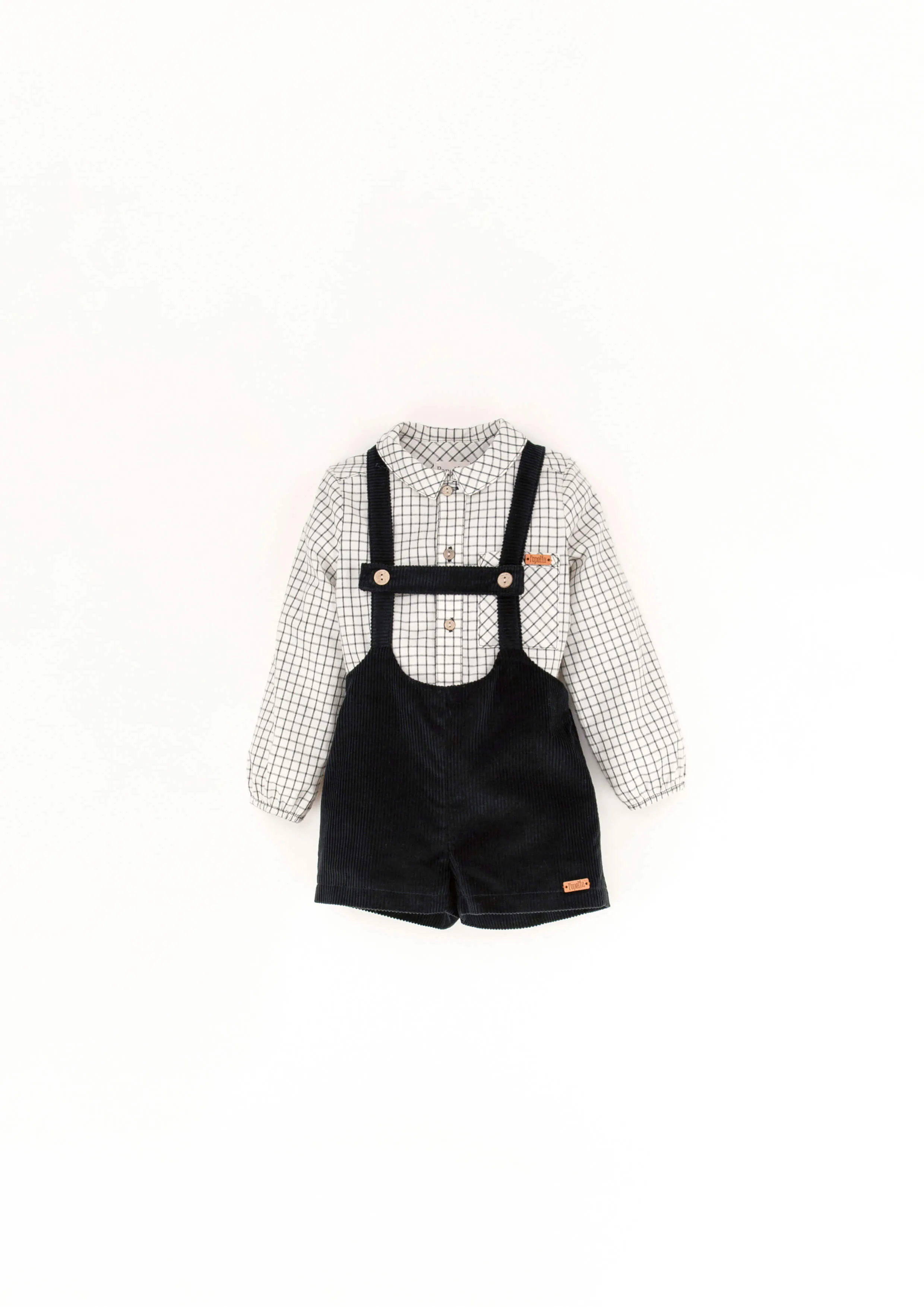 8.3-BLACK SHORT DUNGAREES W/STRAPS