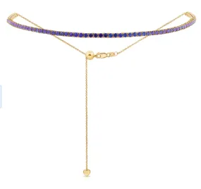 Adjustable Bolo Gemstone Tennis Necklace