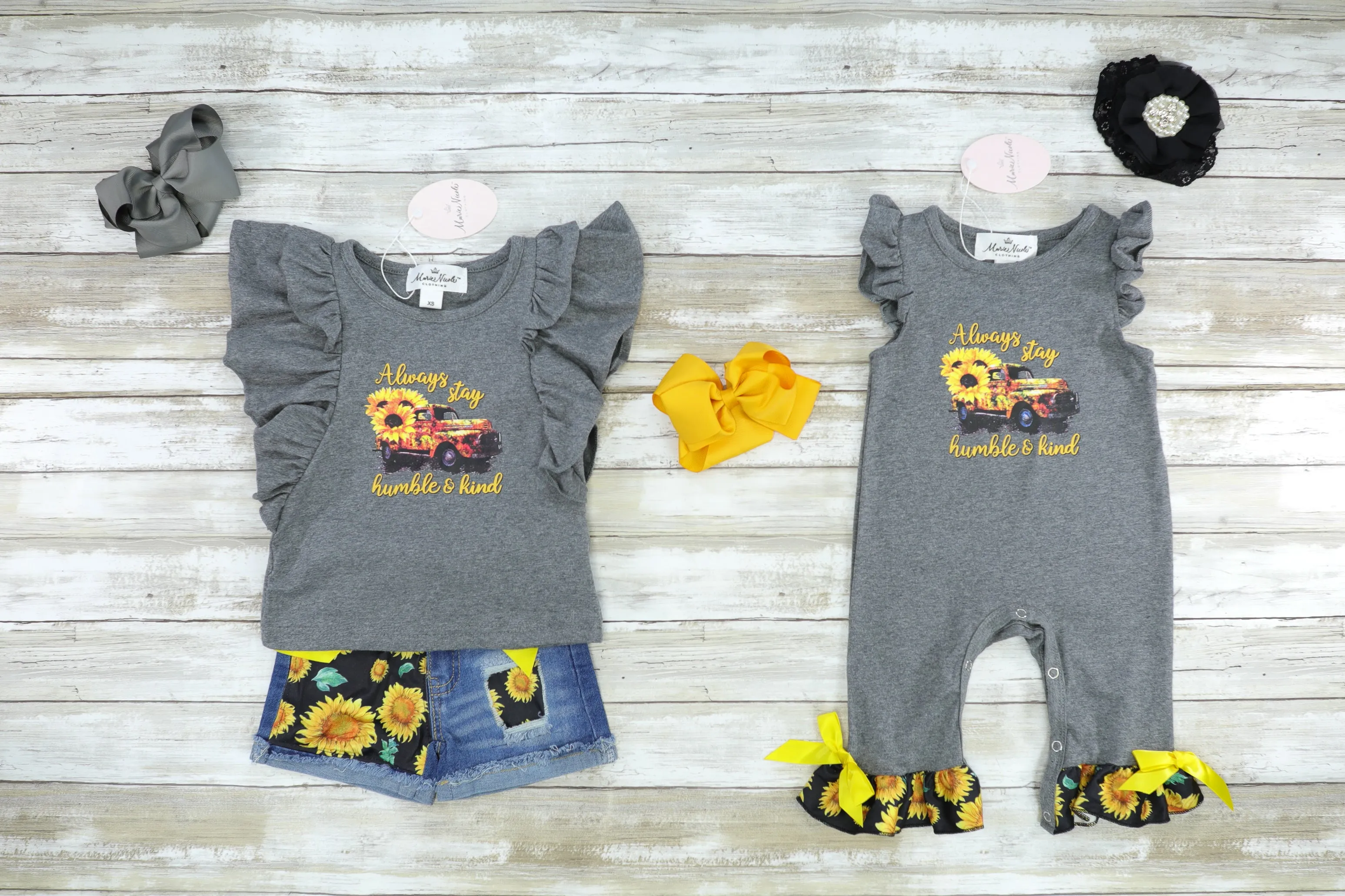 Always Stay Humble & Kind Sunflower Denim Outfit