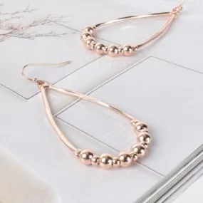 Ball Detail Oval Drop Hook Earrings | Rose