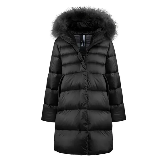 Bomboogie Girl's down jacket with hood and colored fur CG577VTDLC3 90 black