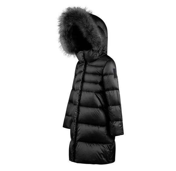 Bomboogie Girl's down jacket with hood and colored fur CG577VTDLC3 90 black