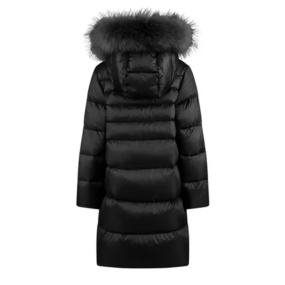 Bomboogie Girl's down jacket with hood and colored fur CG577VTDLC3 90 black