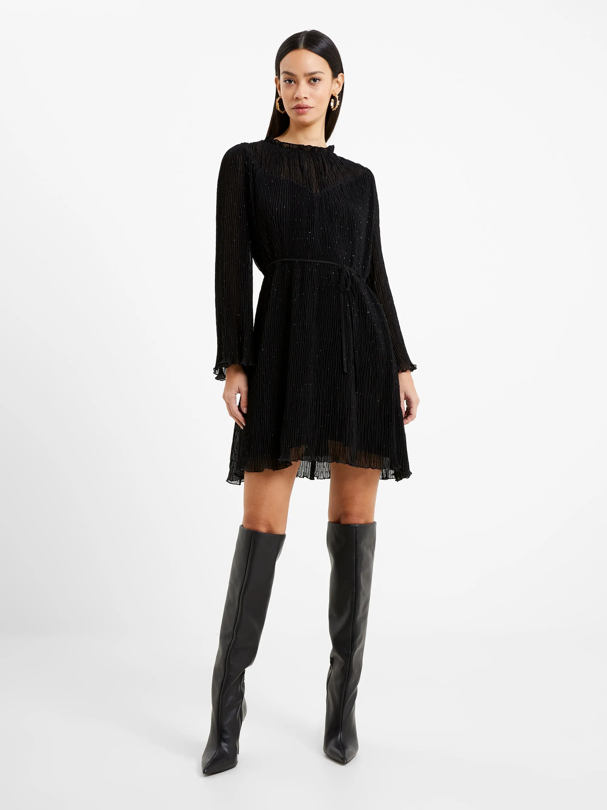 Callie Lurex Pleated Mini Dress