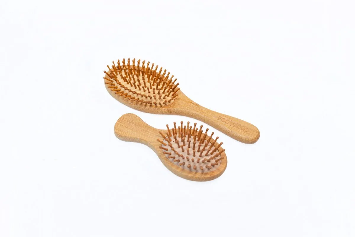 Cepillos para Cabello de Bambú: Mediano y De Bolsillo (2 pack)