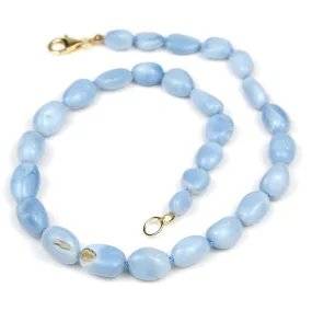 Chalcedony Opal Nugget Knotted Necklace with Gold Filled Trigger Clasp