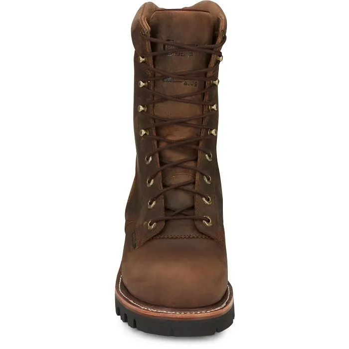 Chippewa Men's Super Dna 9" Steel Toe WP Lace Up Work Boot -Brown- 59407