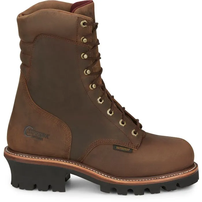 Chippewa Men's Super Dna 9" Steel Toe WP Lace Up Work Boot -Brown- 59407