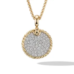 DY Elements Disc Pendant in 18K Yellow Gold with Pave Diamonds 18MM