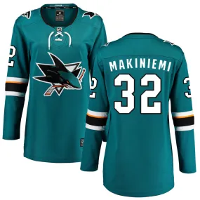 Eetu Makiniemi San Jose Sharks Fanatics Branded Women's 2021/22 Home Breakaway Jersey - Teal