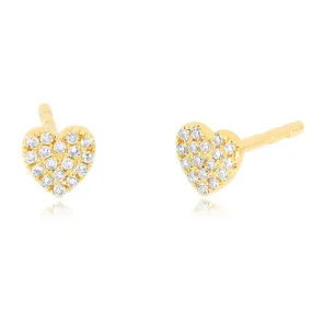 EF Collection - Diamond Heart Stud Earrings, Yellow Gold