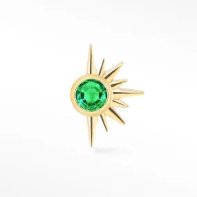 Emerald Flat Back Earring Demi Star 14k Yellow