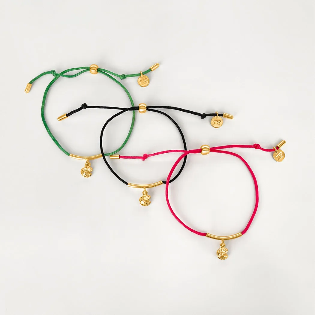 Fortune Cookie String Bracelet (Emerald) - Gold