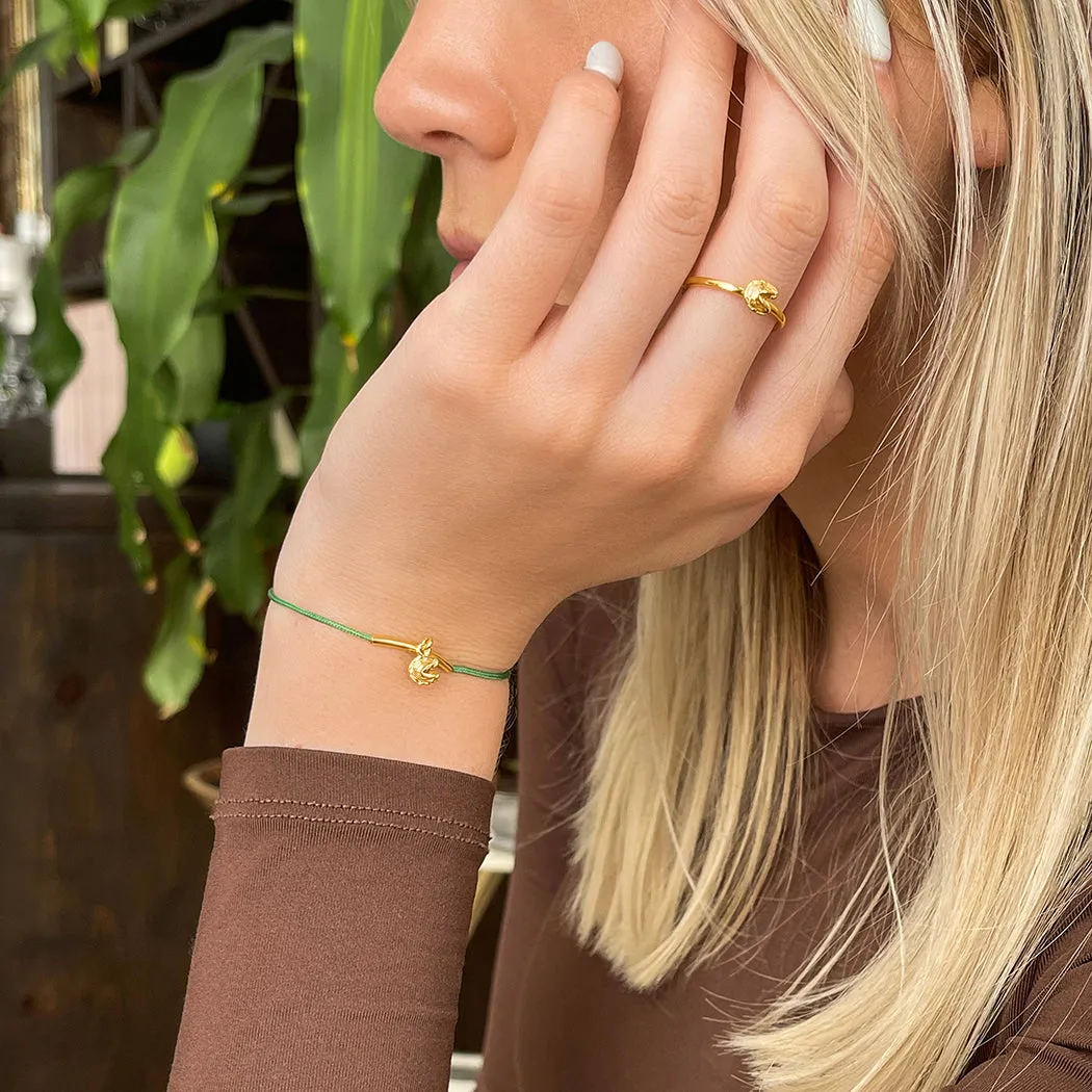 Fortune Cookie String Bracelet (Emerald) - Gold