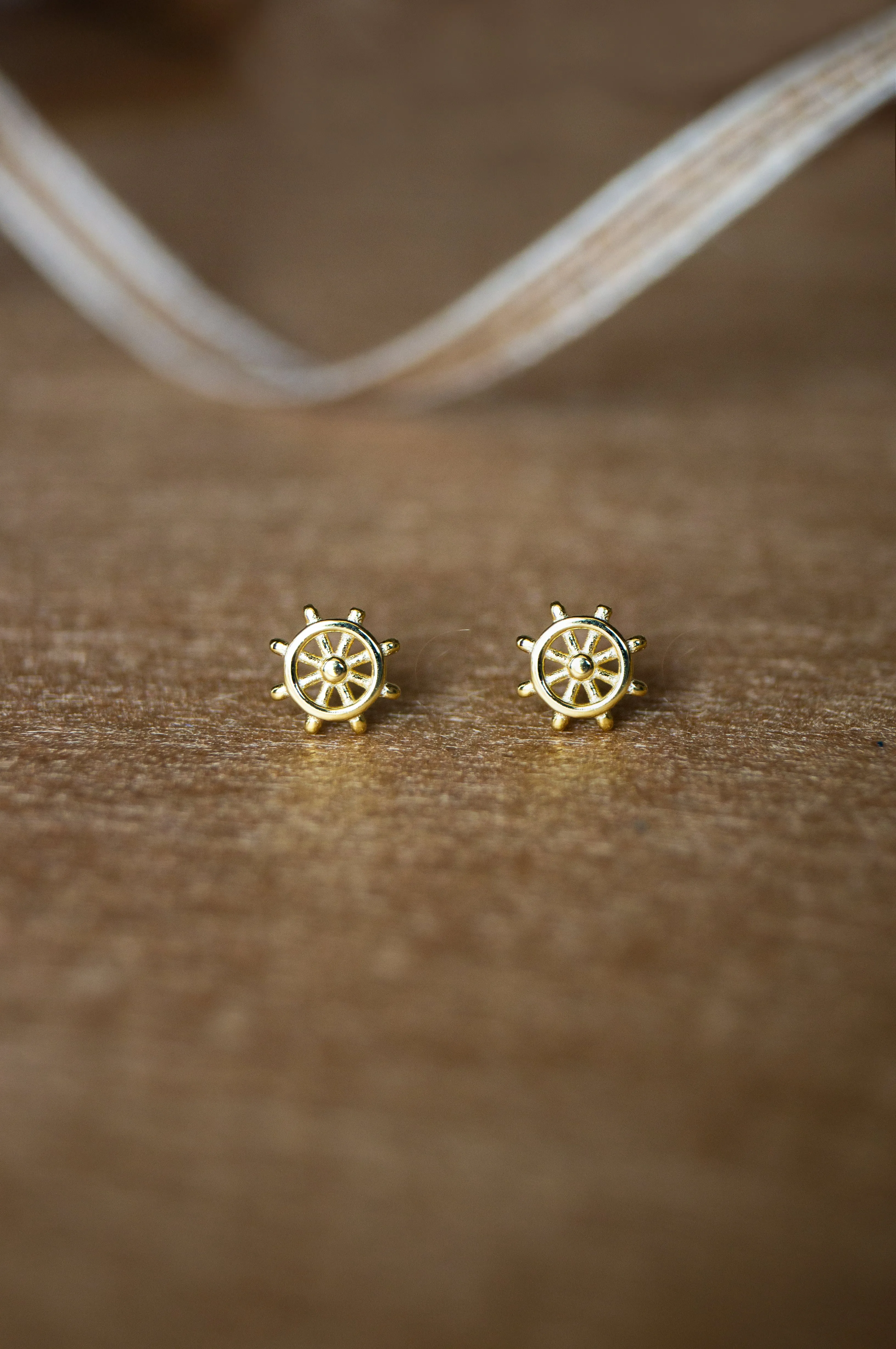 Fortune Wheel Rose Gold Plated Mini Sterling Silver Stud Earrings