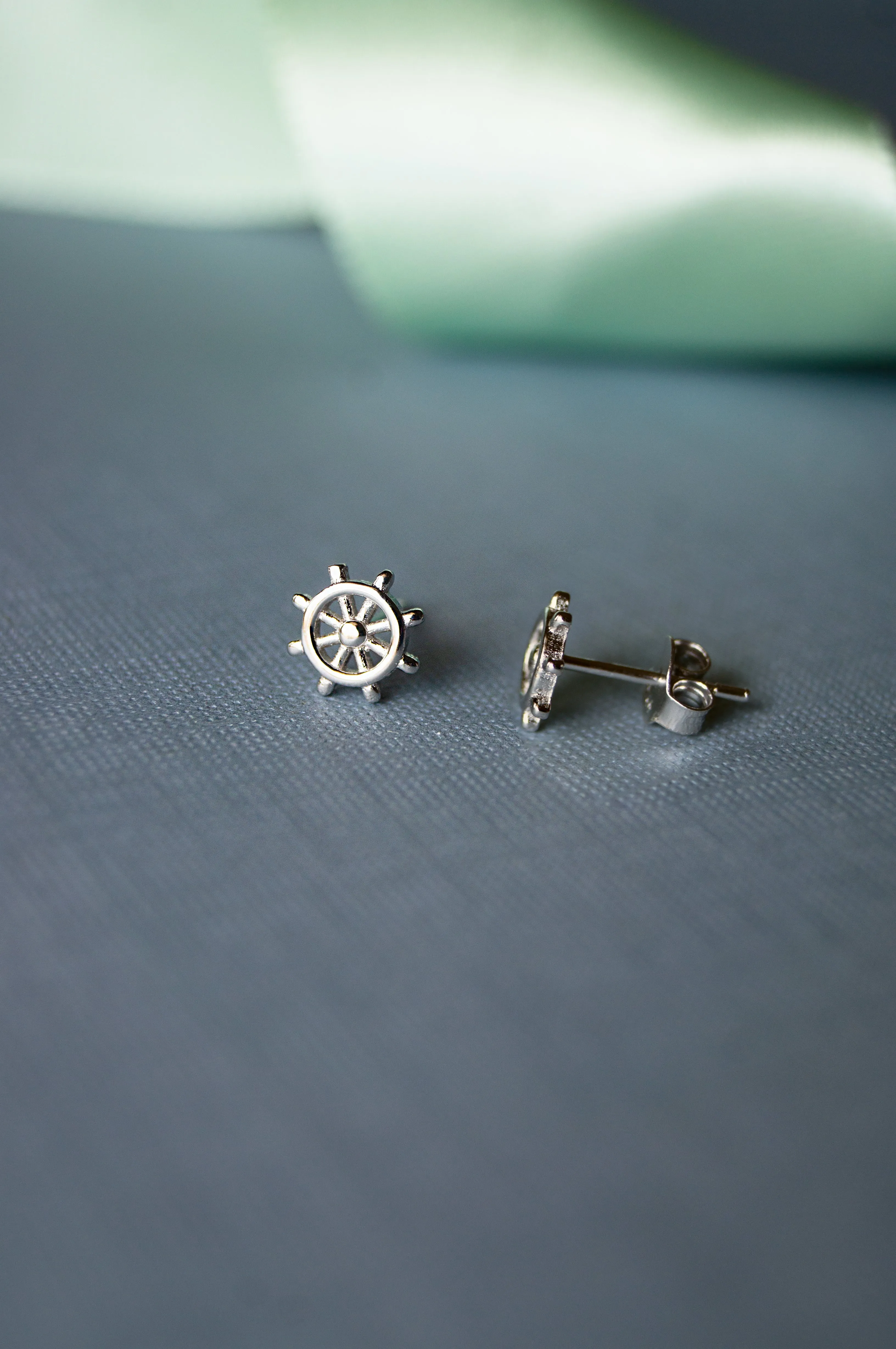 Fortune Wheel Rose Gold Plated Mini Sterling Silver Stud Earrings