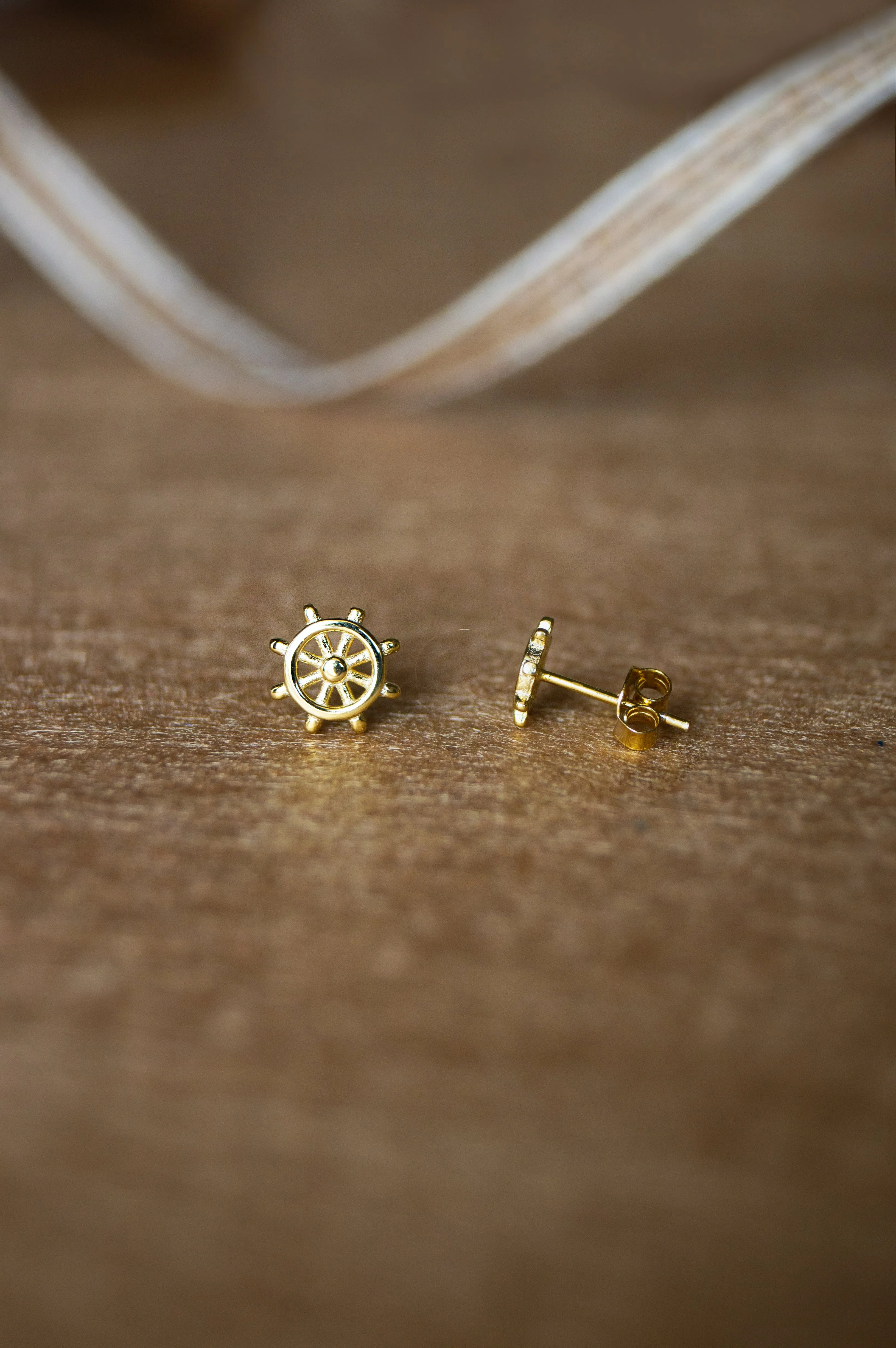 Fortune Wheel Rose Gold Plated Mini Sterling Silver Stud Earrings