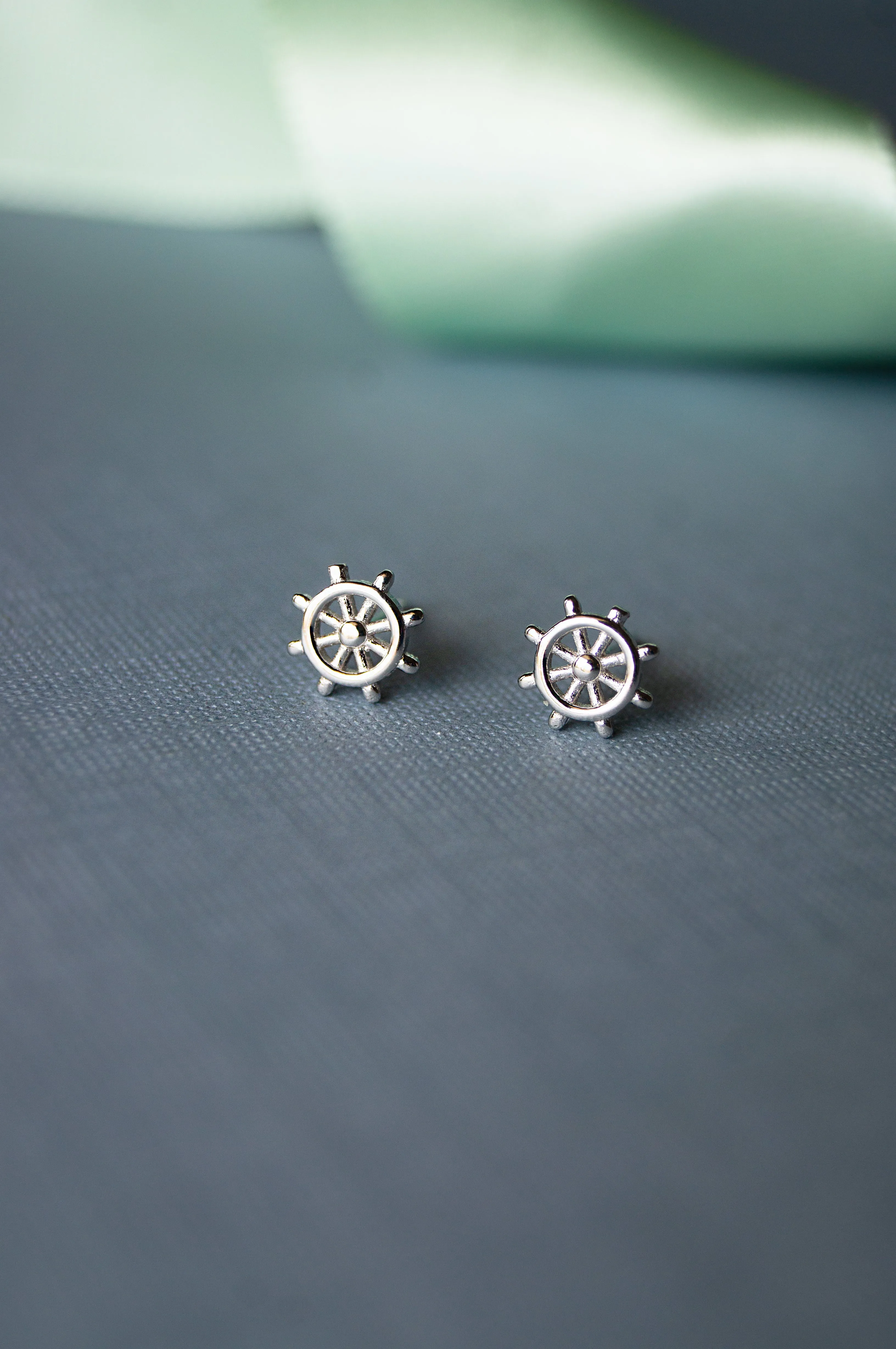 Fortune Wheel Rose Gold Plated Mini Sterling Silver Stud Earrings