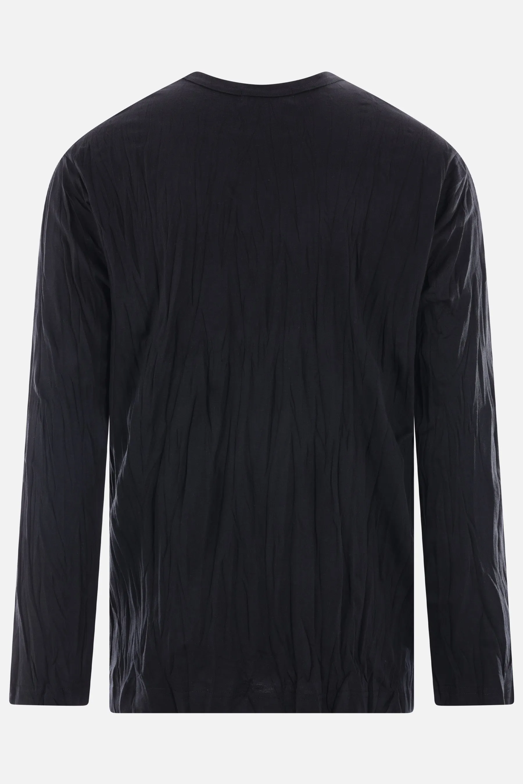 jersey long-sleeved t-shirt with vertical pressed creases