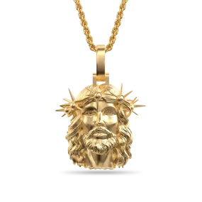 Jesus Piece Plain Gold Pendant - Micro