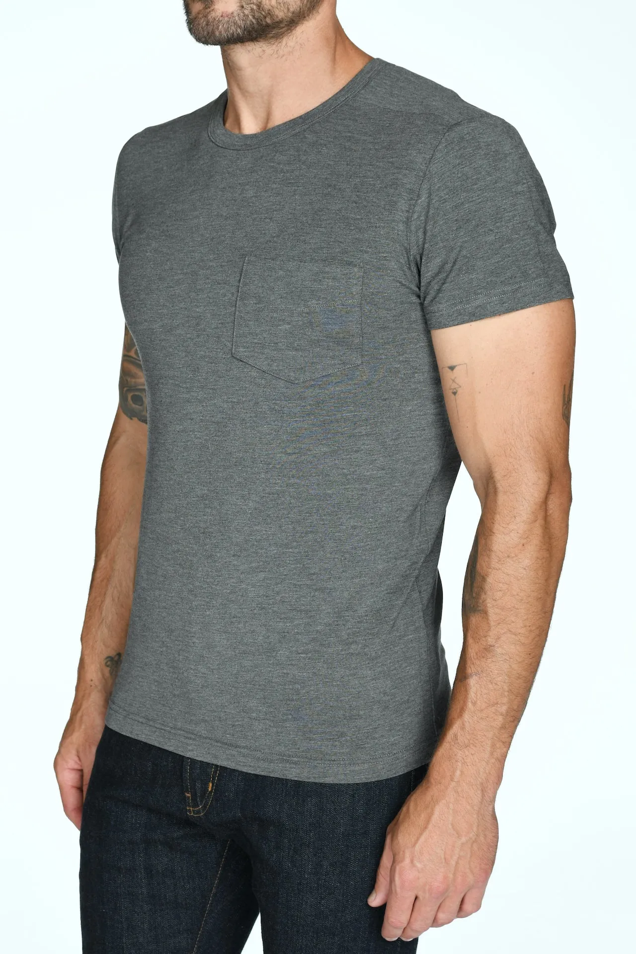 Men's Madison Modal V-Pocket Crew with Shoulder Seam