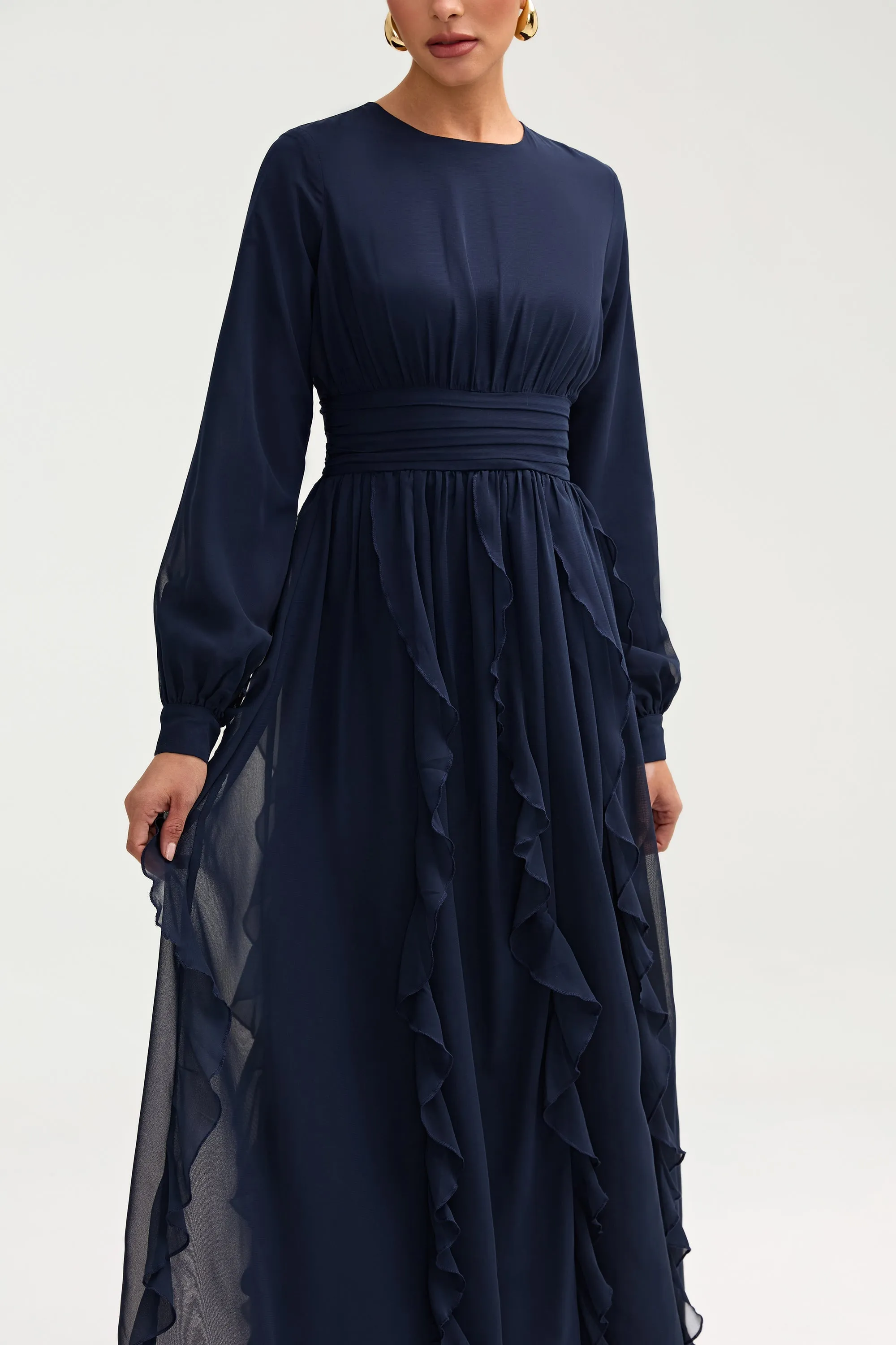 Nesreen Waterfall Chiffon Maxi Dress - Night Sky