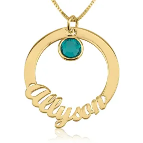 Personalized Circle Necklace with Birthstone