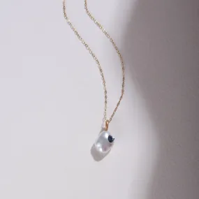 Piccolo Point Collection Freshwater Keshi Pearl Pendant with Blue Sapphire