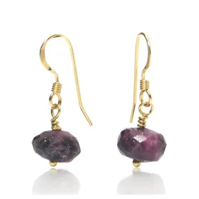 Ruby Zoisite Earrings with Gold Filled Ear Wire