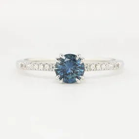 Sabrina Ring 0.74ct Blue Montana Round Sapphire, 14k White Gold (One of a kind)