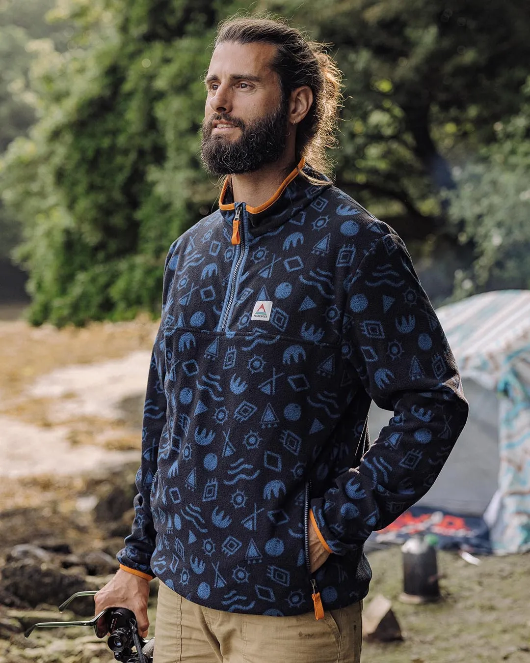 Set Off Recycled Polar 1/4 Zip Fleece - Abstract Deep Navy