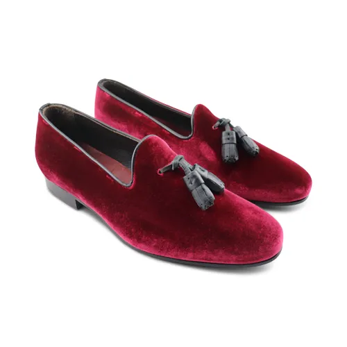 Slippers in velluto bordeaux