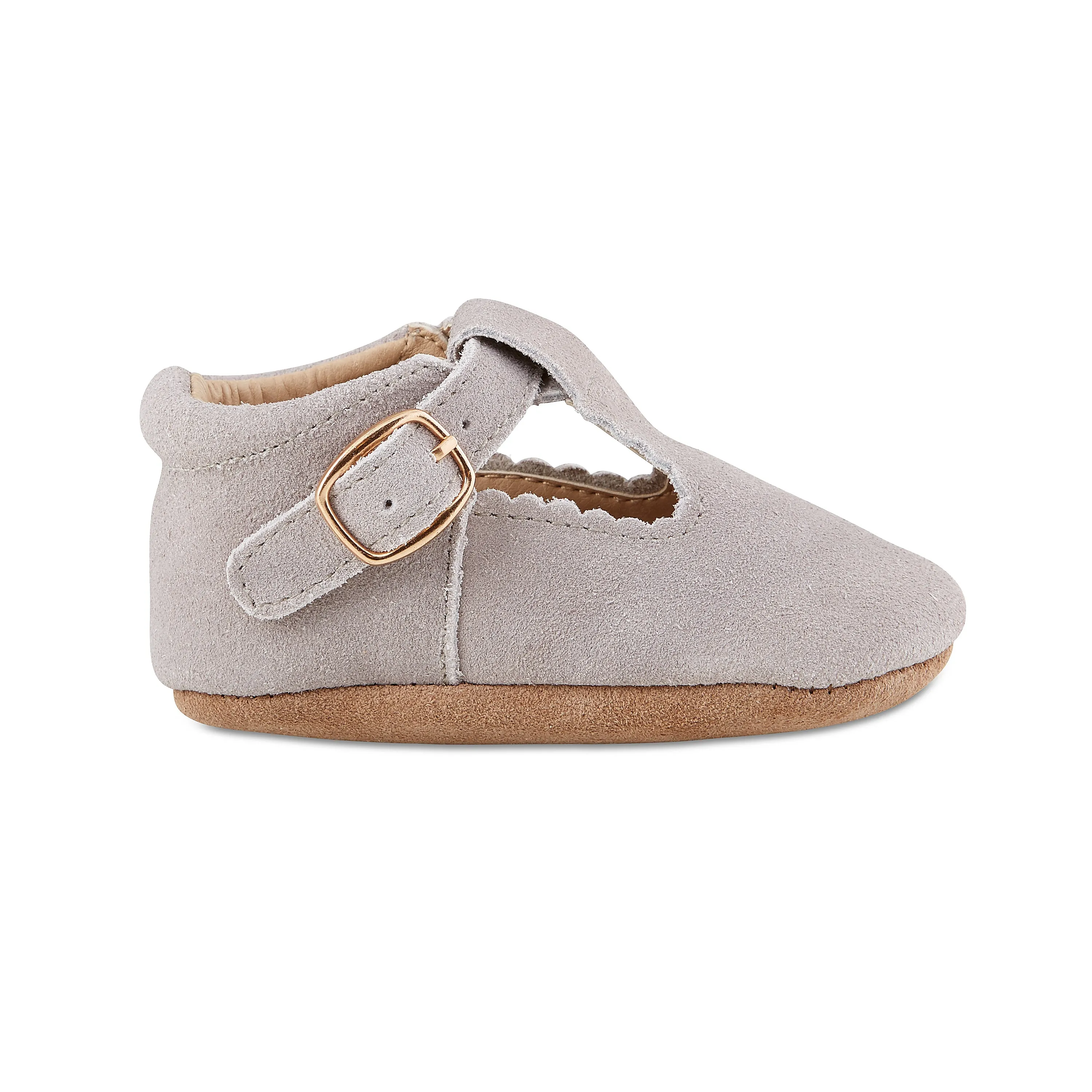 Soft-Sole Leather Mary Jane Moccasins - GREY SUEDE