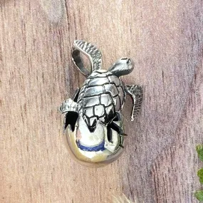 Sterling Silver Hatching Turtle Pendant