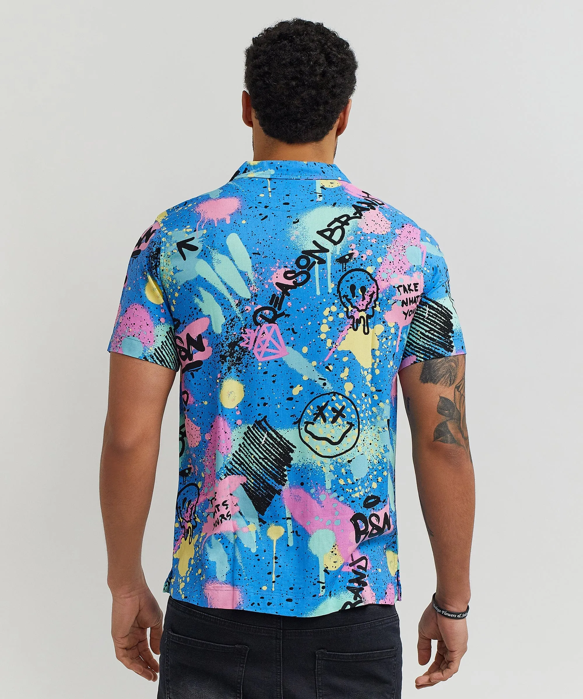 Technicolor Allover Print Short Sleeve Shirt