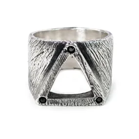 Triangle Ring with Black Diamond