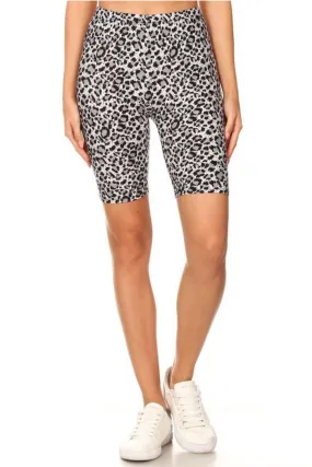 Women's Checkered Camo Print Biker Shorts with Elastic Waistband